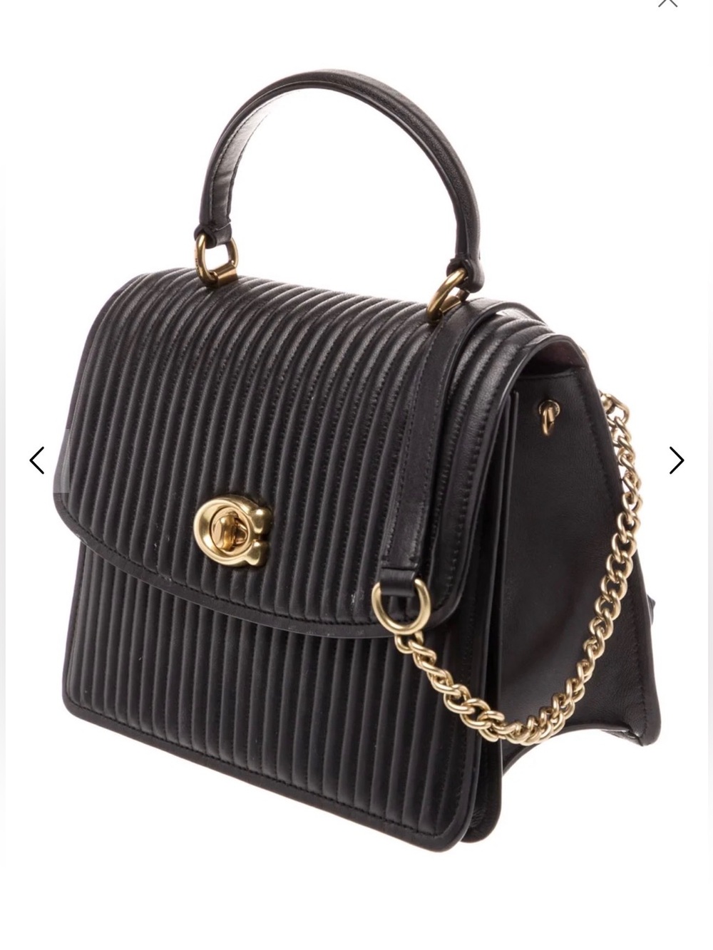Coach Black gold Parker Top Quilted Nappa leather Crossbody bag